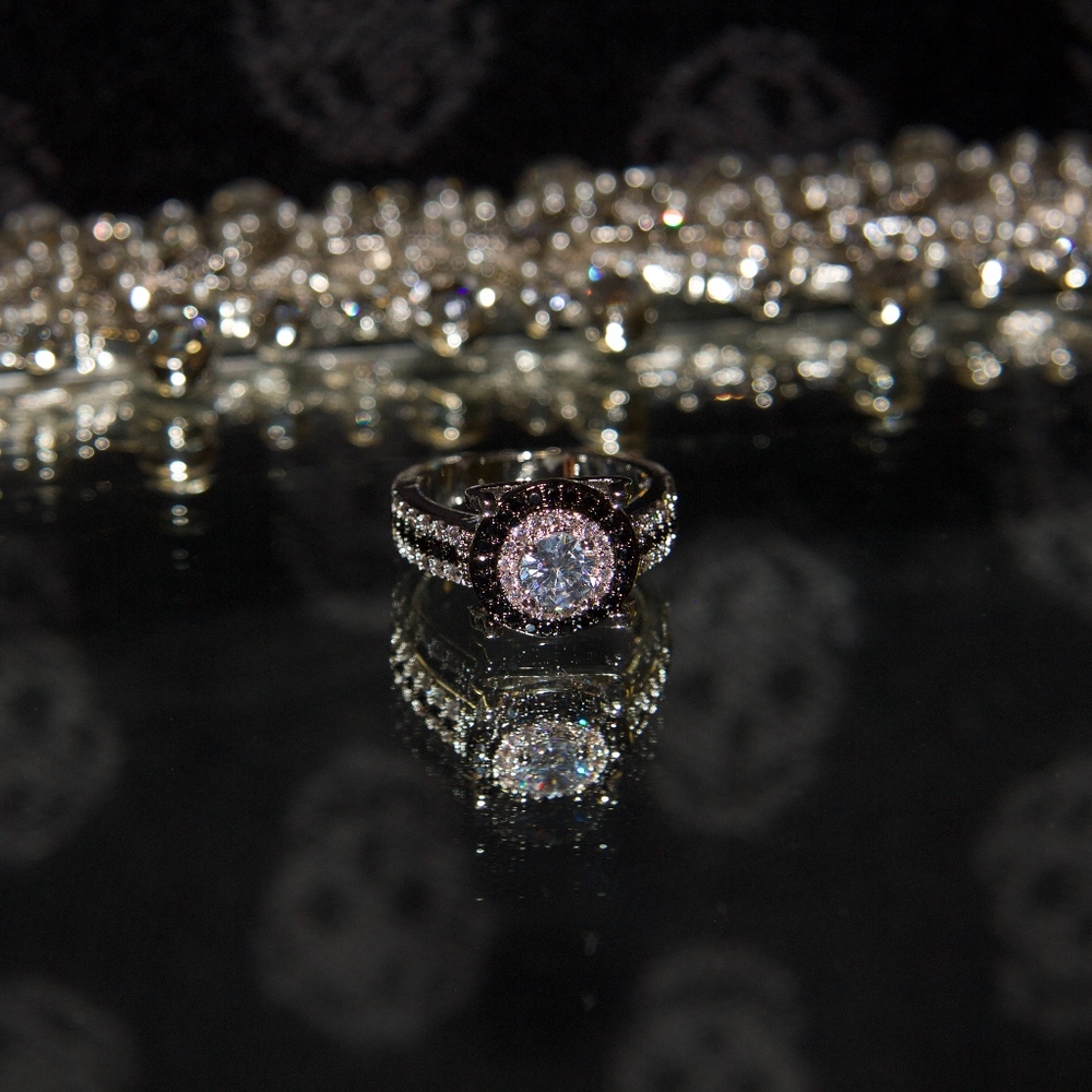 Two Tone Gold Dipped Halo Swarovski Ring - image 5